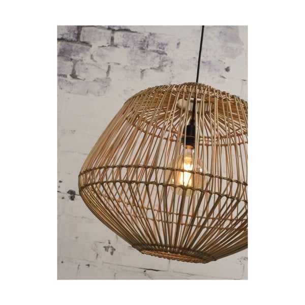 Кафява висяща лампа от ратан , ⌀ 60 cm Madagascar - Good&Mojo-image-4