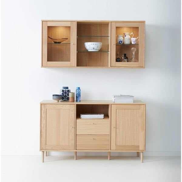 Висяща витрина с осветление от дъб 133x61 cm Mistral - Hammel Furniture-image-1