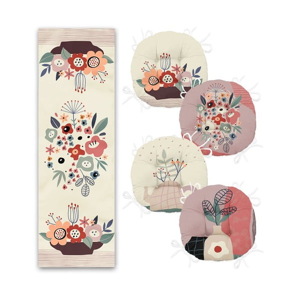 Комплект от 4 възглавници за сядане и покривало за маса - Mila Home-image-1