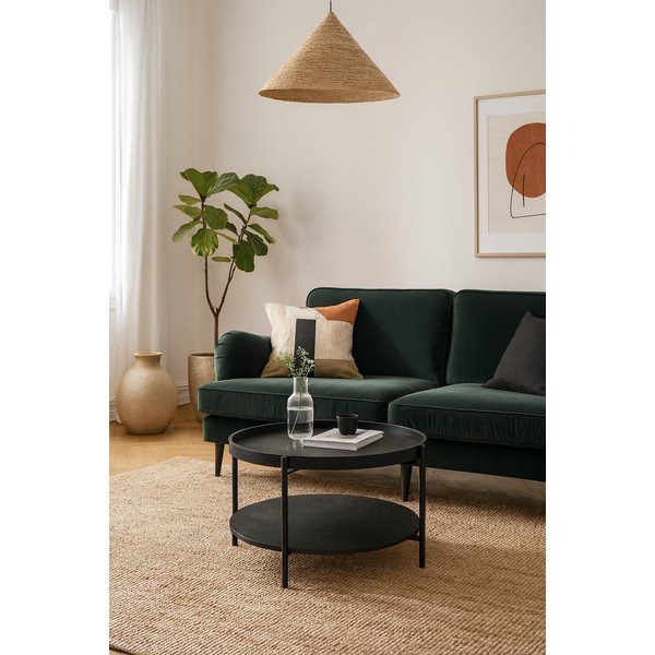 Черна кръгла масичка за кафе от декор от дъб  ø 64 cm Hagen – Bonami Essentials-image-1