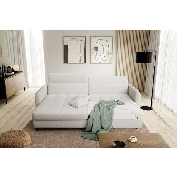 Кремав разтегателен ъглов диван с място за съхранение от букле (ляв ъгъл) Gomsi – ELTAP-image-1