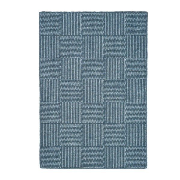 Modrý ručně tkaný koberec Linie Design Chess, 50 x 80 cm