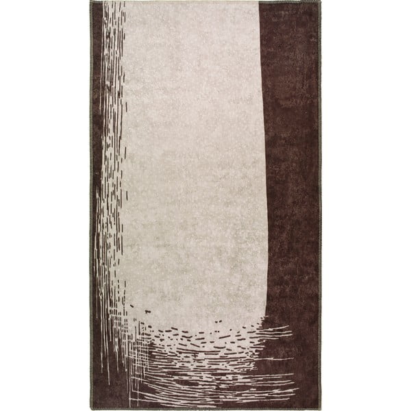 Тъмнокафяв и кремав килим, който може да се мие, 80x50 cm - Vitaus