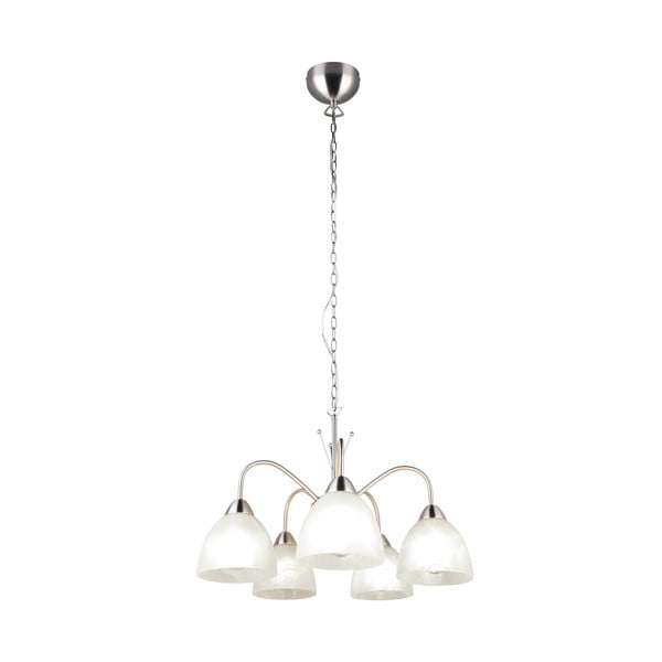 Бяло-сребристо висящо осветително тяло със стъклен абажур ø 55 cm Dobby – Trio-image-2