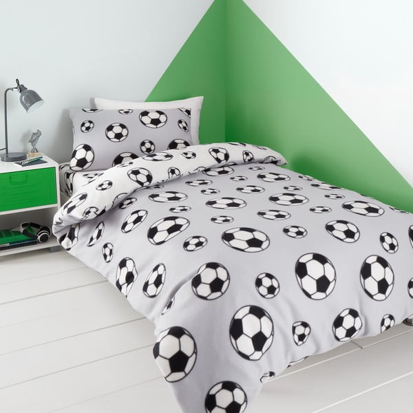 Детско спално бельо за единично легло от микроплюш 135x200 cm Football - Catherine Lansfield