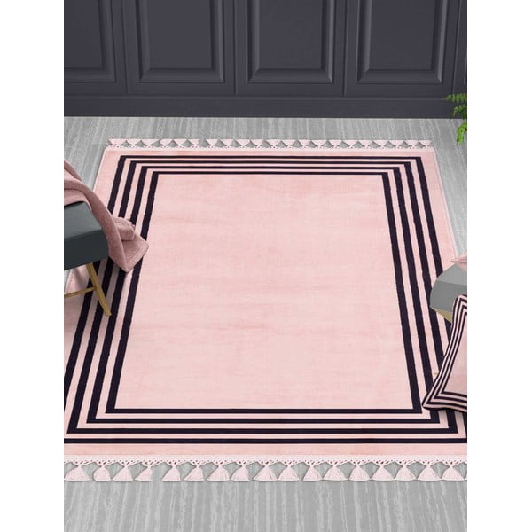 Розов миещ се килим 300x100 cm - Vitaus-image-1