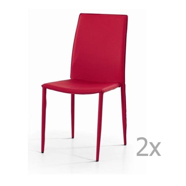 Sada 2 červených jídelních židlí Castagnetti Faux
