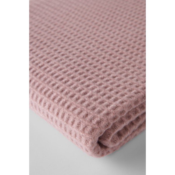 Розово одеяло със смес от памук 140x180 cm Basics Waffle – Euromant-image-3