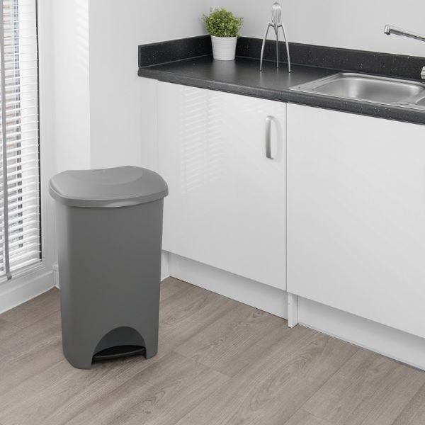Сива кофа за боклук с педали и капак , 41 x 33 x 62,5 cm - Addis-image-1