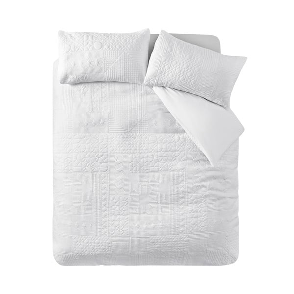 Бяло двойно удължено спално бельо 230x220 cm Folkstone Geo – Catherine Lansfield