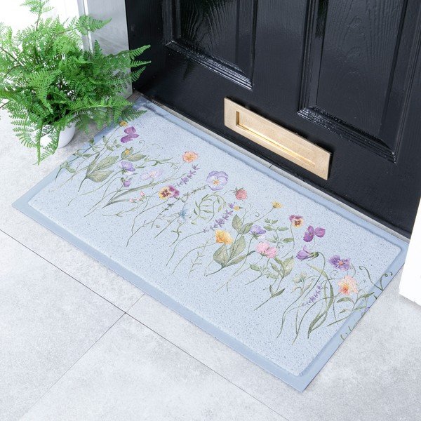 Изтривалка от PVC 40x70 cm Blue Wild Flowers – Artsy Doormats-image-2