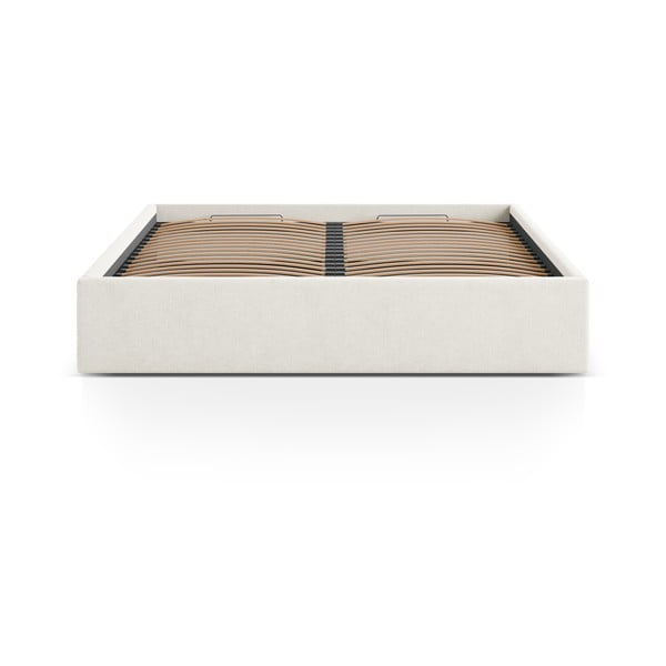 Кремаво двойно легло 200x200 cm тапицирано с място за съхранение/без табла с включена подматрачна рамка Susan – Micadoni -image-2
