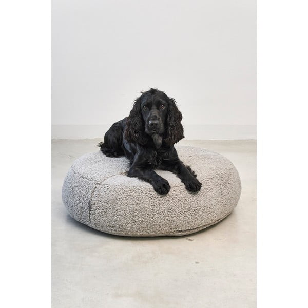 Сиво легло за куче от плат букле ø 90 cm Senso Pouffe Pebble M/L – MiaCara-image-3