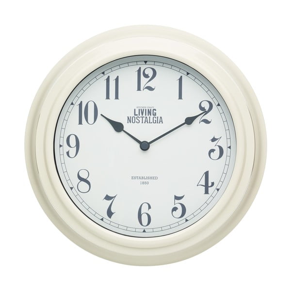Кремав стенен часовник , ⌀ 25,5 cm Living Nostalgia - Kitchen Craft