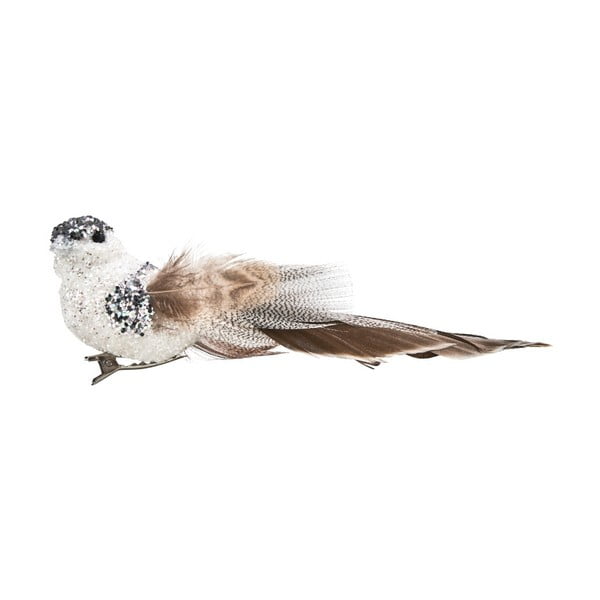 Коледна украса със сребърен блясък във формата на птица с клипс Birdy - Butlers