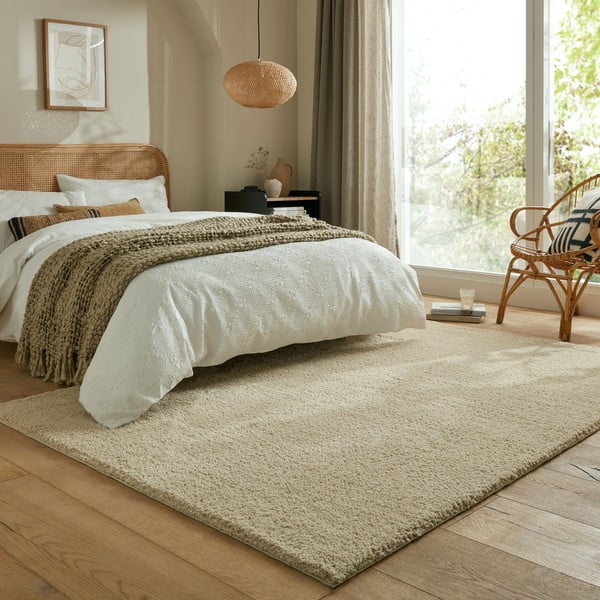 Бежов килим от рециклирани влакна подходящ за пране 120x170 cm Fluffy – Flair Rugs-image-1