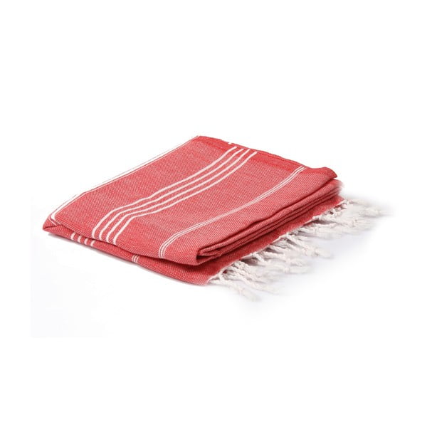 Červený hammam ručník Spa Time Stripes, 95 x 180 cm