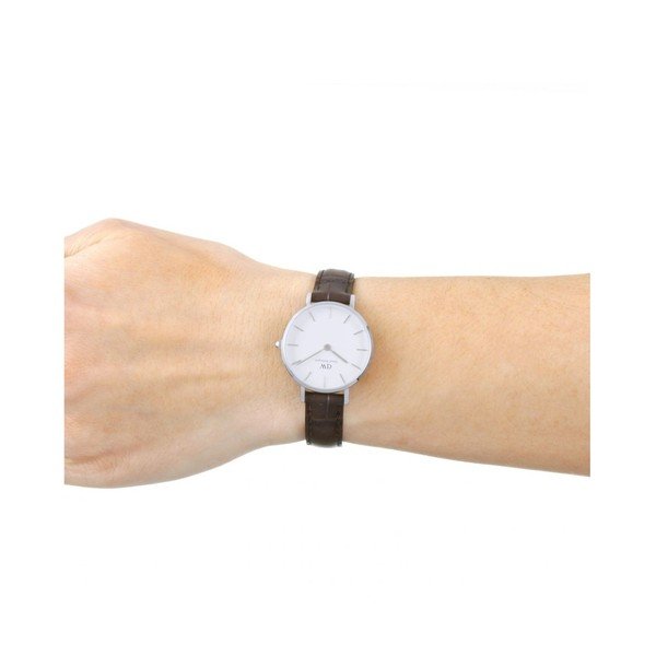 Dámské hodinky s koženým řemínkem a bílým ciferníkem s detaily stříbrné barvy Daniel Wellington Petite York, ⌀ 28 mm-image-1