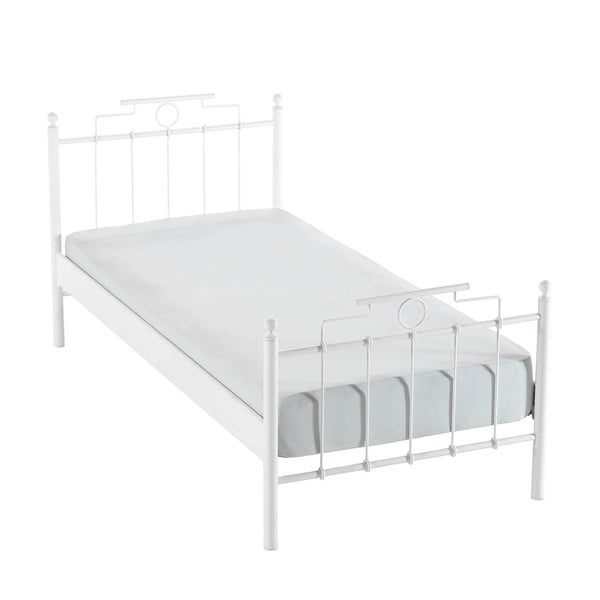 Бяло метално единично легло с решетка 120x200 cm Hatkus - Kalune Design