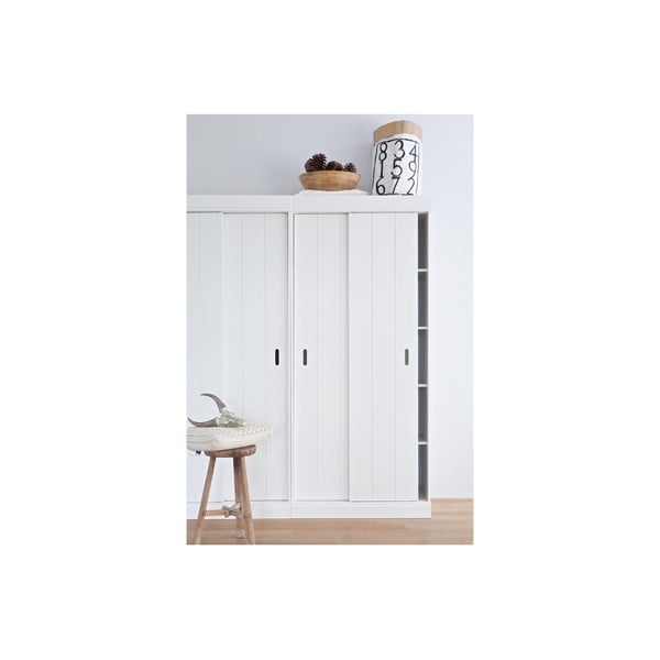 Гардероб от бял бор с плъзгащи се врати 85x195 cm Row - WOOOD-image-4