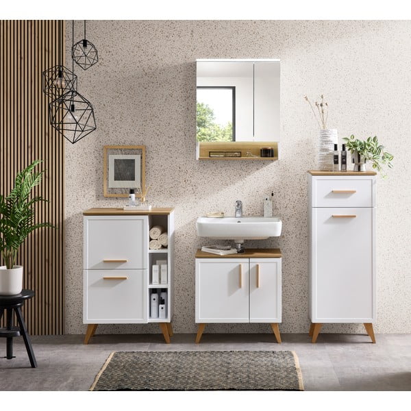 Бял нисък стенен шкаф за баня 77x60 cm Quickset 383 – Pelipal-image-4