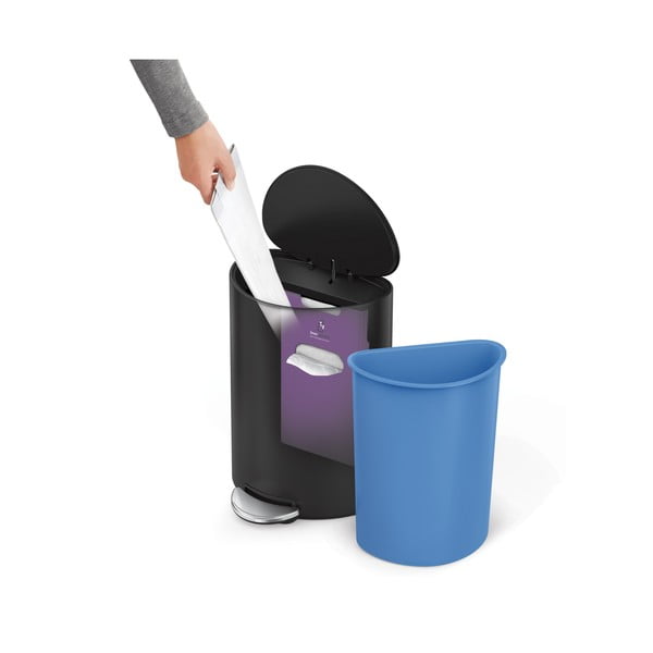 Матово черно метално кошче за боклук с педал 6 l – simplehuman-image-2