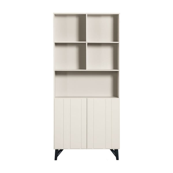 Кремав шкаф за книги от борова дървесина 90x200 cm Miller - WOOOD