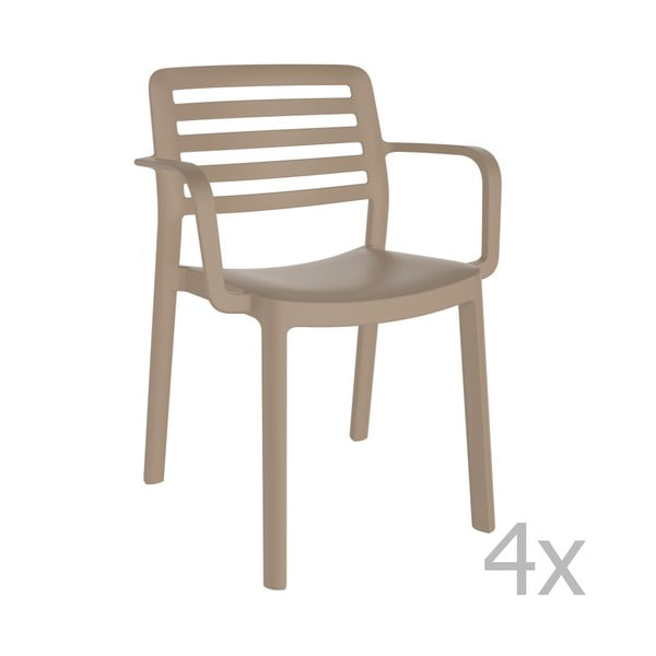 Комплект от 4 градински стола в пясъчнокафяво Wind - Resol