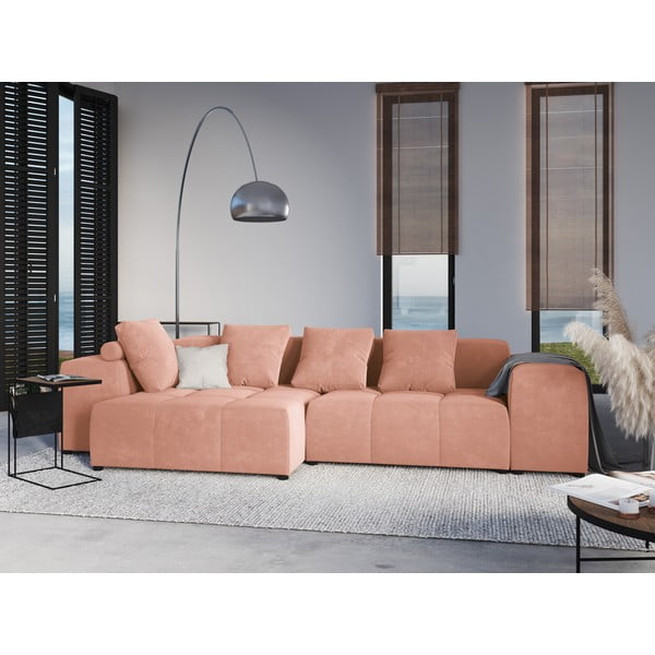 Розов кадифен подлакътник за модулен диван Rome Velvet - Cosmopolitan Design-image-4