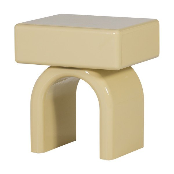 Светложълто гланцово нощно шкафче Zorel – WOOOD-image-2