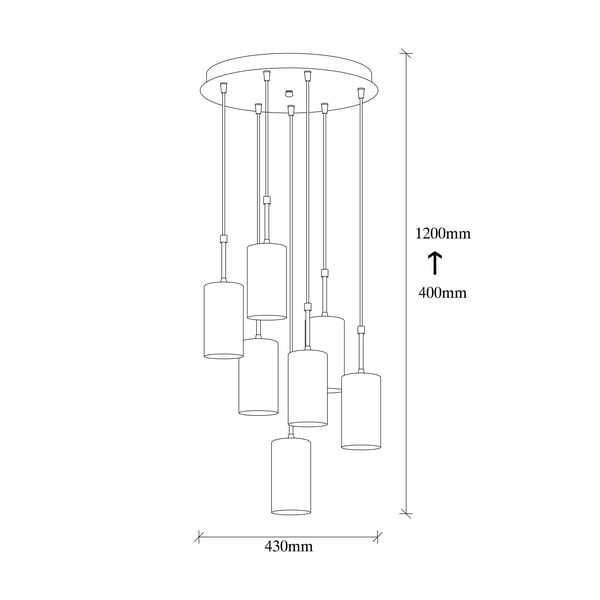 Висяща лампа за 7 крушки в златисто Kem Tube - Opviq lights-image-3