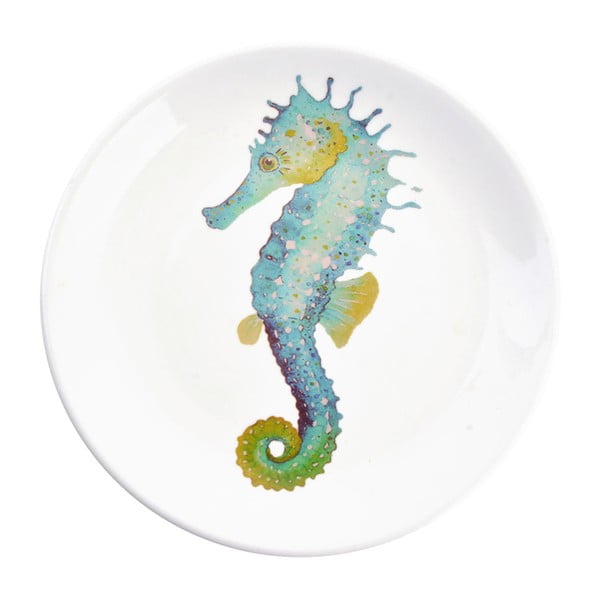 Clayre & Eef Декоративна керамична чиния с морско конче, ⌀ 20 cm - Clayre & Eef