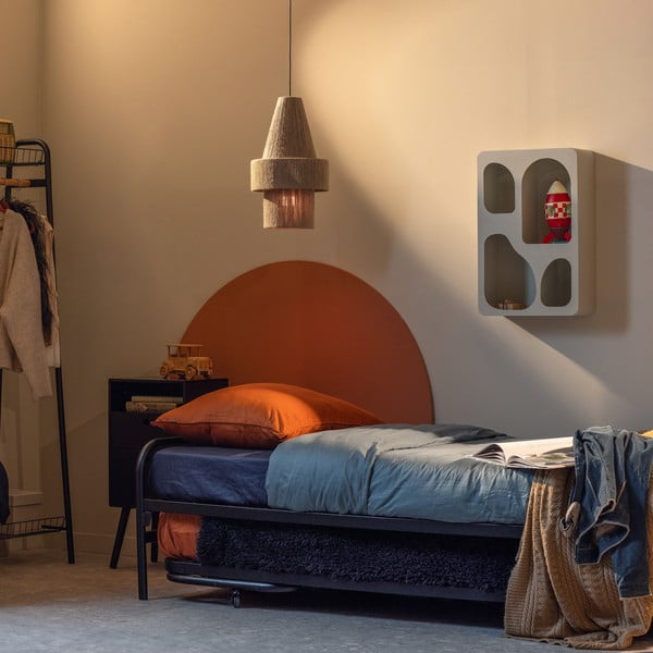 Черно метално сгъваемо единично легло 90x200 cm с включена подматрачна рамка Lucy – WOOOD-image-1