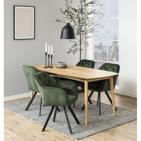 Зелен тапициран трапезен стол с подлакътници Lola – Actona-image-1