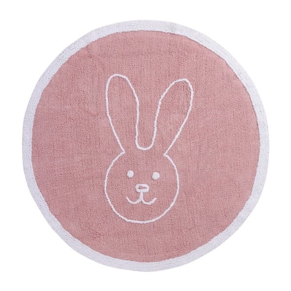 Růžový bavlněný koberec Happy Decor Kids Bunny, ⌀ 140 cm