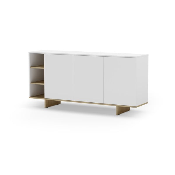 Бял нисък скрин от дъб 170x80 cm Cequoia - Marckeric-image-3