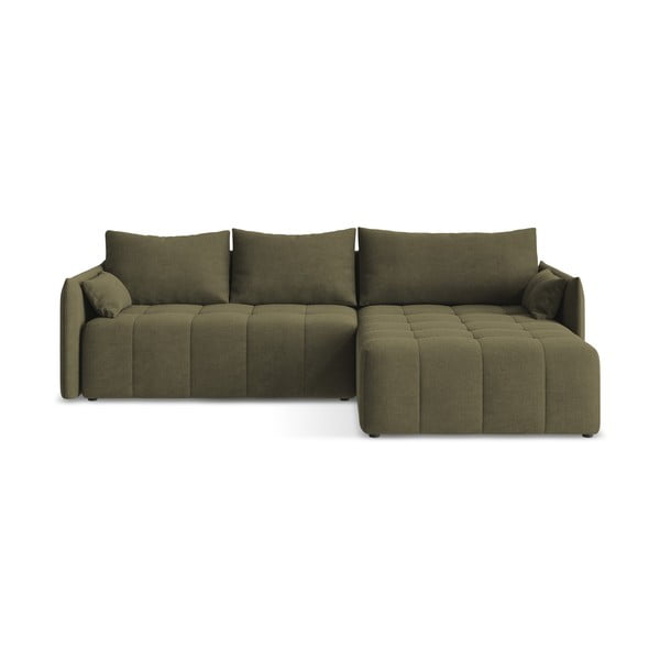 Разтегателен ъглов диван с място за съхранение в цвят каки (десен ъгъл) Moku – Makamii