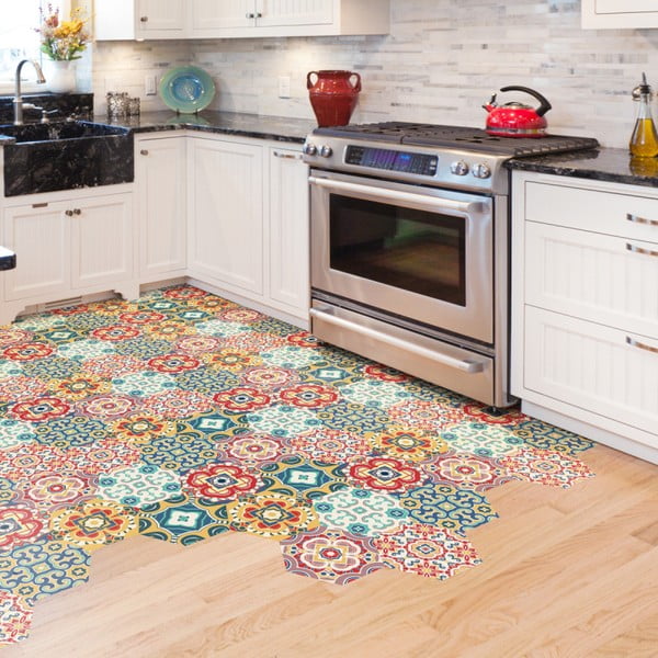 Комплект от 10 стикера за под Стикери за под Шестоъгълници , 40 x 90 cm Lorena - Ambiance-image-3