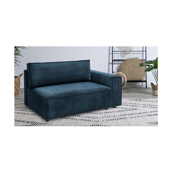 Тъмносин модул за диван от велур, десен ъгъл Nihad modular – Bobochic Paris-image-1