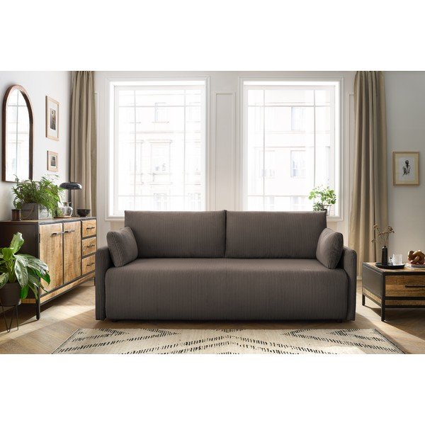 Кафяв разтегателен диван от рипсено кадифе 211 cm Marcel – Bobochic Paris-image-1