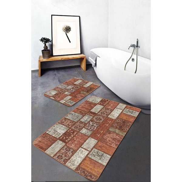 Кафяви кадифени килими за баня в комплект от 2 бр. 60x100 cm – Mila Home-image-2