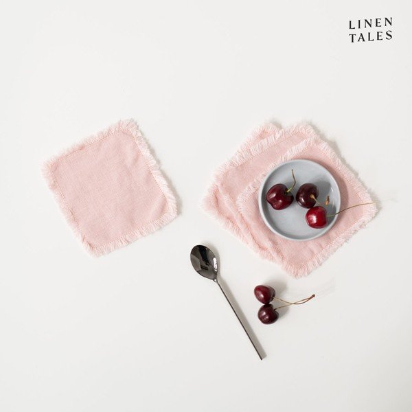 Светлорозови подложки от плат в комплект от 4  - Linen Tales-image-1