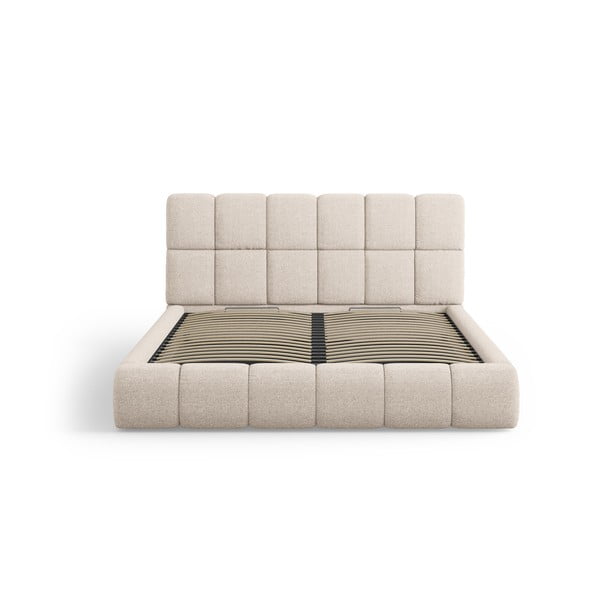 Бежово двойно тапицирано легло с място за съхранение с включена подматрачна рамка 140x200 cm Bellis – Micadoni Home-image-3