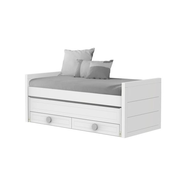 Бяло единично легло с издърпващо се чекмедже Sport, 90 x 190/200 cm - Trébol Mobiliario