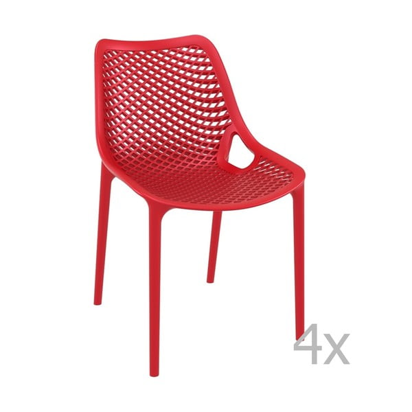 Комплект от 4 червени градински стола Grid Simple - Resol