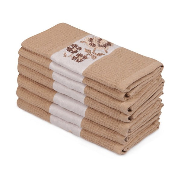Комплект от 6 кафяви памучни кърпи Simplicity, 45 x 70 cm - Mijolnir