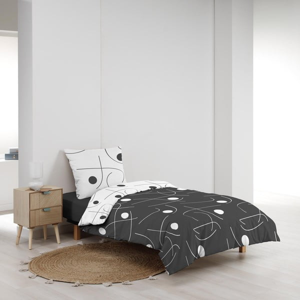 Бяло-тъмносиво единично  спално бельо от микрофибър 140x200 cm Sonate – douceur d'intérieur-image-1