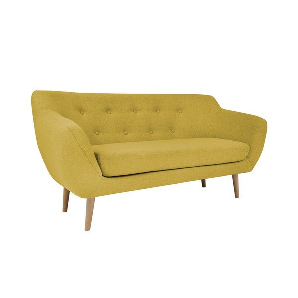 Žlutá dvoumístná pohovka se světlými nohami Mazzini Sofas Sicile-image-3