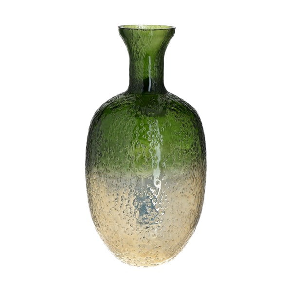 Зеленозлатна стъклена ваза Crackles, височина 30 cm - InArt