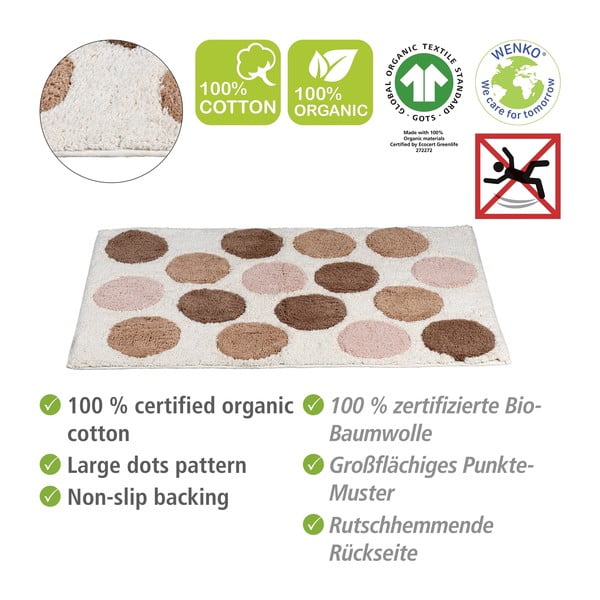 Кафяво-бежов килим за баня от органичен памук 60x90 cm Tibet – Wenko-image-2